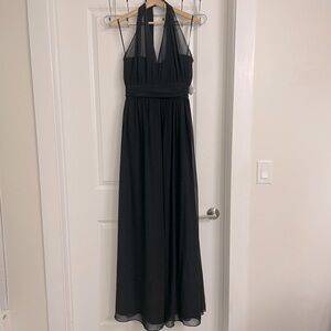 Hayley Paige Occasions Black Halter Chiffon Dress
